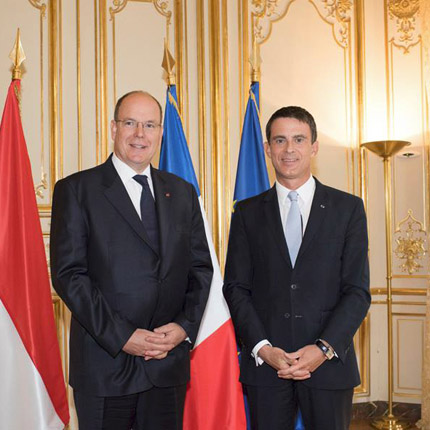 Visite de S.A.S. le Prince à l'Hôtel Matignon