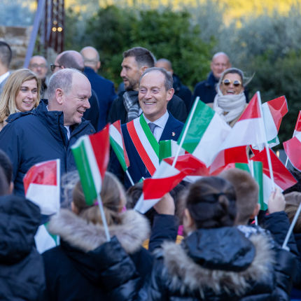 Visite de S.A.S. le Prince Albert II à Stella et Andora en Italie 