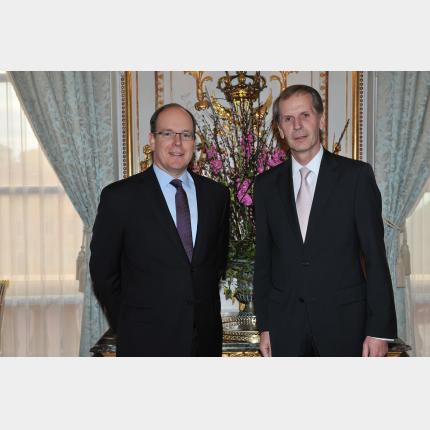Remise des lettres de créance de S.E. M. Reinhard SCHÄFERS, Ambassadeur Extraordinaire et Plénipotentiaire d'Allemagne auprès de la Principauté de Monaco