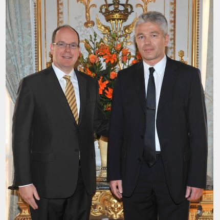 Remise des lettres de créance de S.E. M. Jänis KÄRKLINS, Ambassadeur Extraordinaire et Plénipotentiaire de la République de Lettonie auprès de la Principauté de Monaco