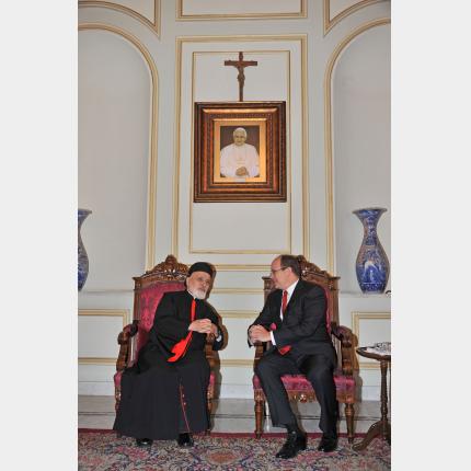 Entretien  de S.A.S. le Prince Albert II avec le Patriarche d'Antioche et de tout l'Orient, le Cardinal Mar Nasrallah Boutros Sfeir