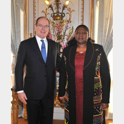 Cérémonie de remise des lettres de créance de S.E. Mme Dolana MSIMANG, Ambassadeur Extraordinaire et Plénipotentiaire de la République d'Afrique du Sud auprès de la Principauté de Monaco